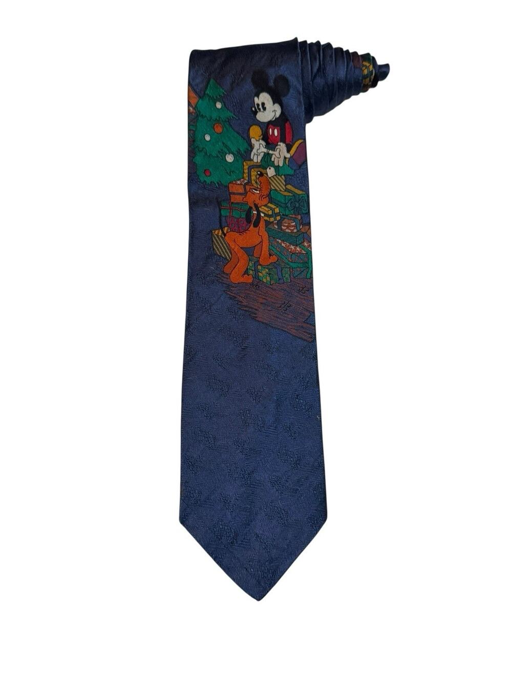 Disney Mickey And Co Atlas Designs Christmas Mickey Mouse Pluto Vintage Necktie